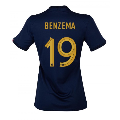 Ženski Nogometni dresi Francija Karim Benzema #19 Domači SP 2022 Kratek Rokav